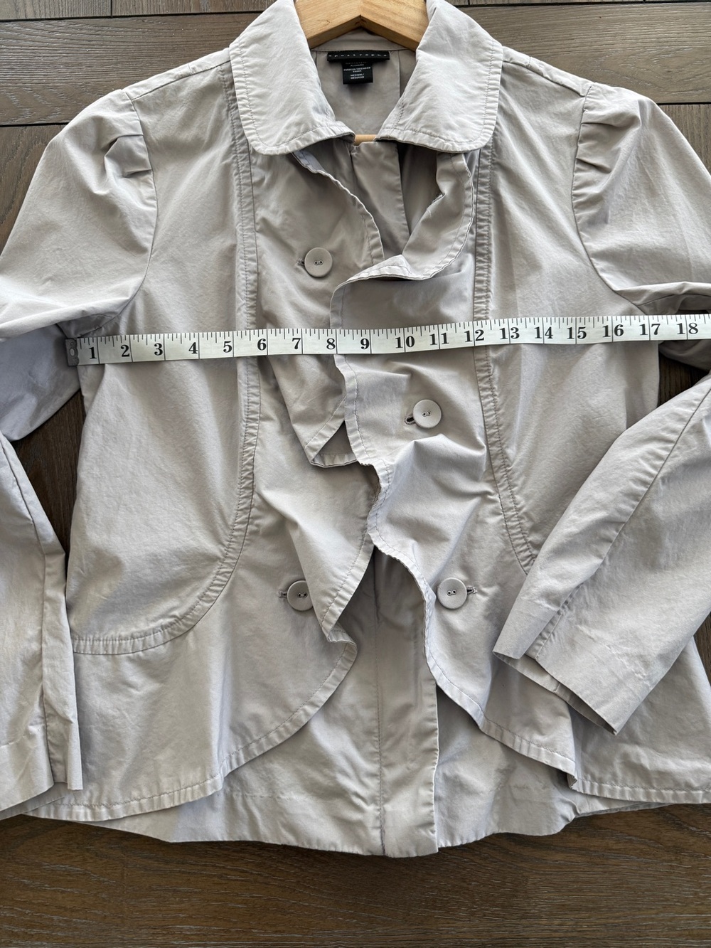 Apostrophe Light Gray Ruffle-Front Blazer - Picture 8 of 8